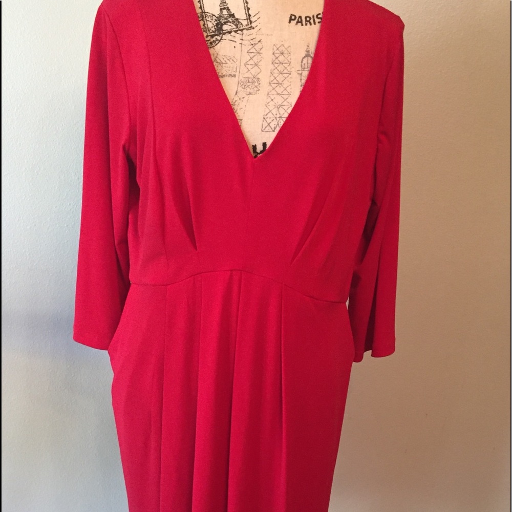 AGB Red Midi Dress W Pockets